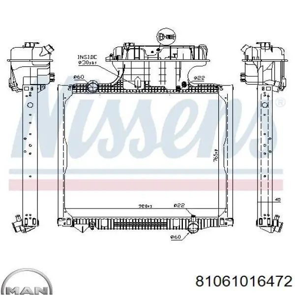 Радиатор 81061016472 MAN