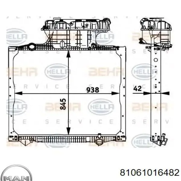 Радиатор 81061016482 MAN