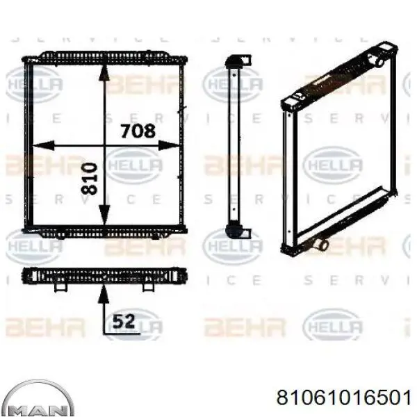 Радиатор охлаждения двигателя MAN 81061016501 цена, от 331.12 USD