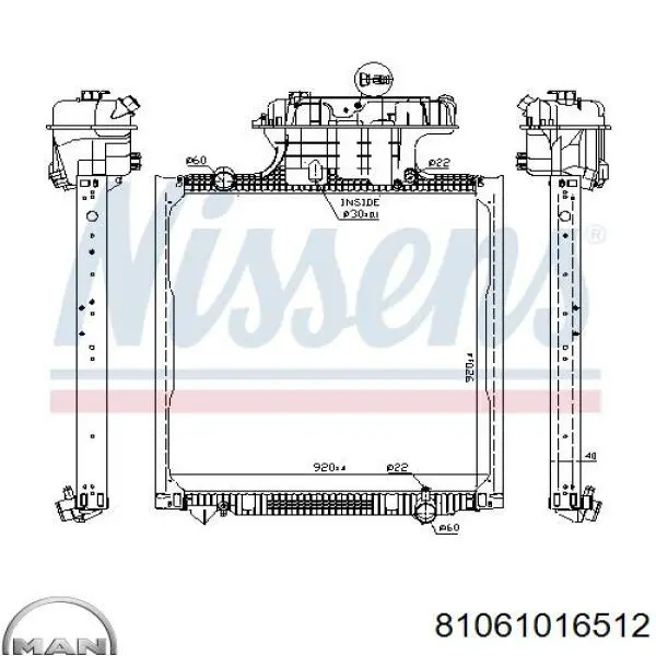 Радиатор охлаждения двигателя MAN 81061016512 цена, от 539.64 USD