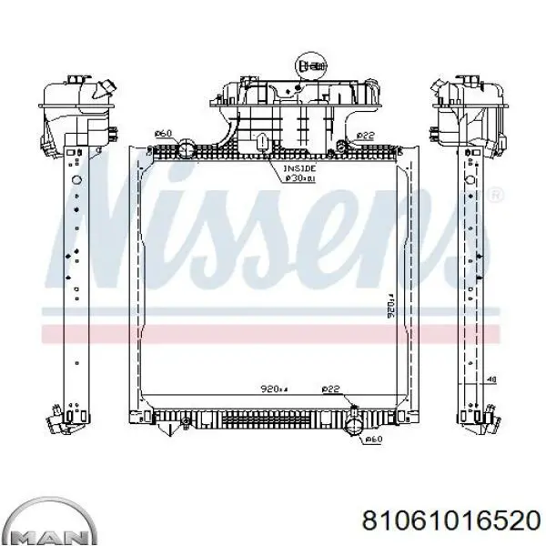 Радиатор охлаждения двигателя MAN 81061016520 цена, от 540.86 USD