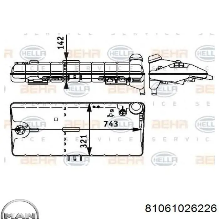 Бачок системы охлаждения 81061026226 MAN