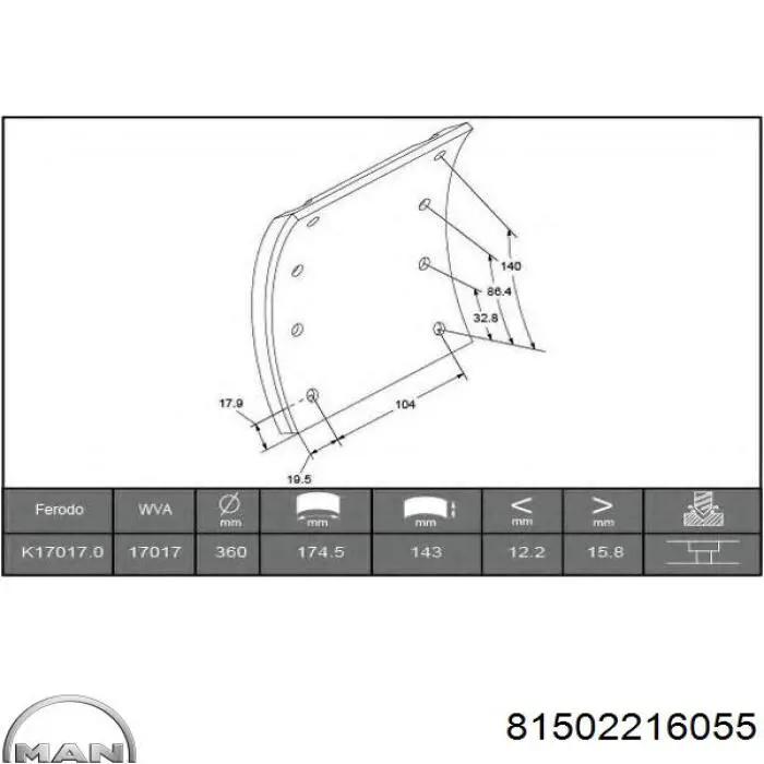 Накладка тормозная передняя (TRUCK) 81502216055 MAN