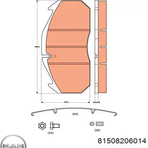 Колодки MAN 81508206014 цена, от 126.22 USD