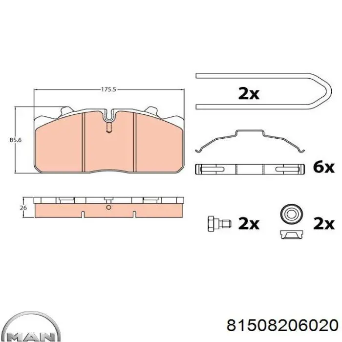 Колодки MAN 81508206020 цена, от 56.26 USD