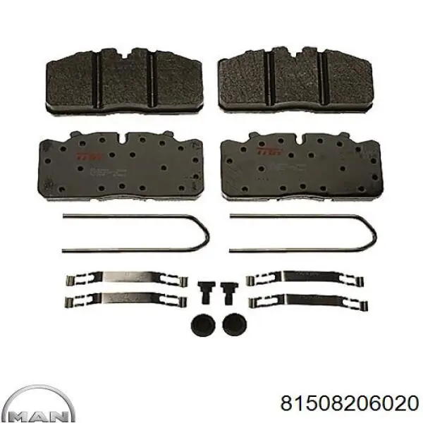 Купить 81508206020 MAN Колодки тормозные