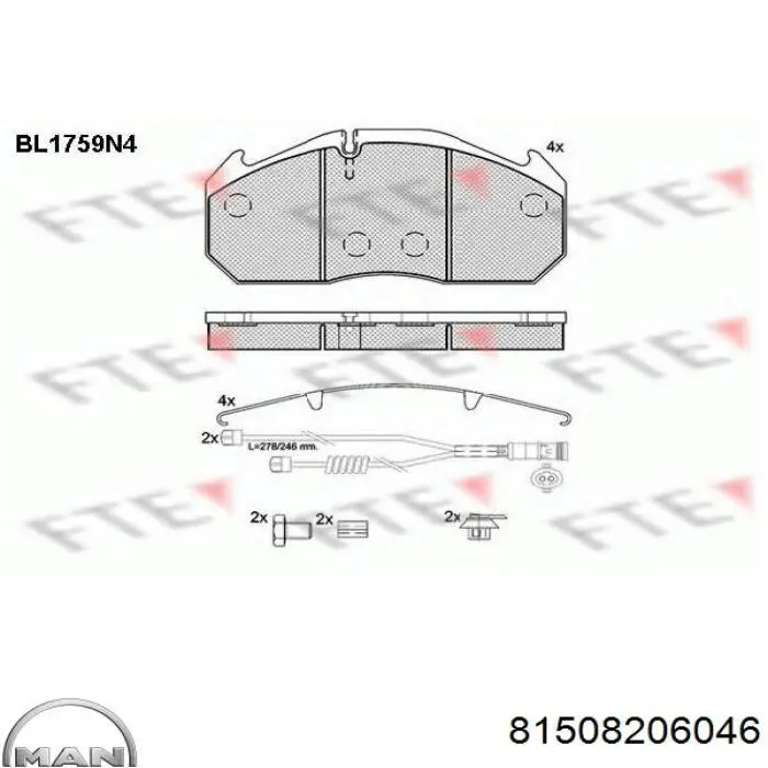 Колодки MAN 81508206046 цена, от 42.51 USD
