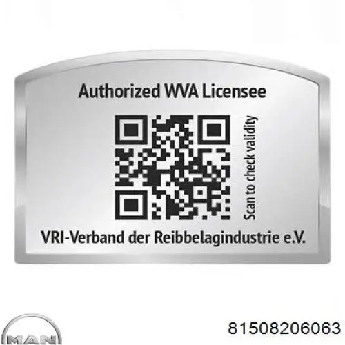Передние тормозные колодки 81508206063 MAN