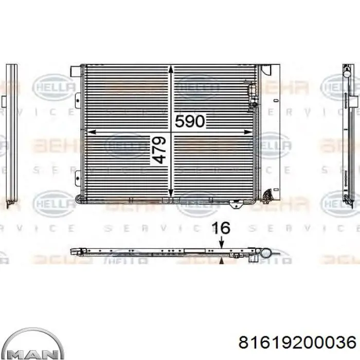 Конденсатор кондиционера MAN 81619200036 цена, от 112.49 USD