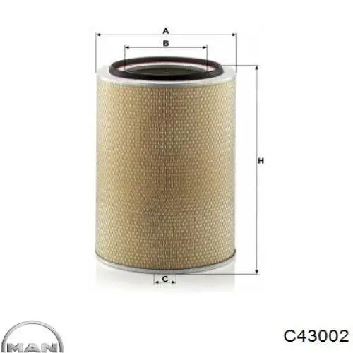 Элемент воздушного фильтра MAN C43002 цена, от 10.22 USD