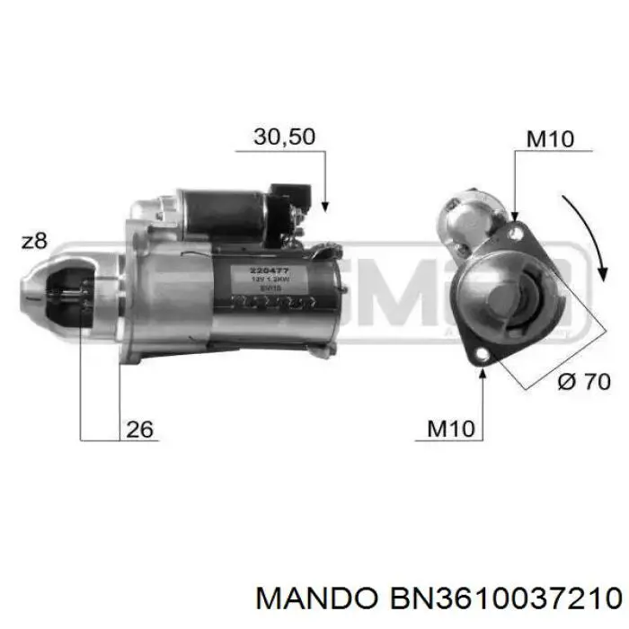 Стартер BN3610037210 Mando