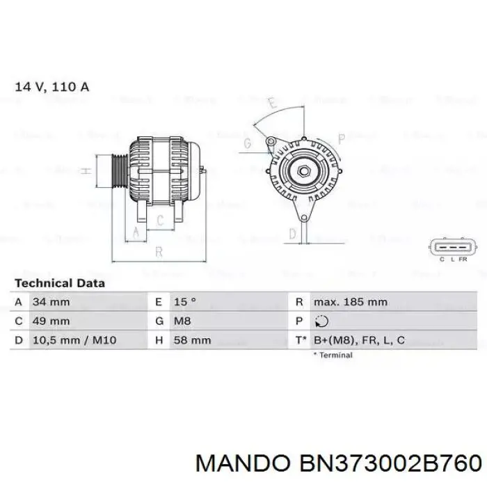 Alternador BN373002B760 Mando