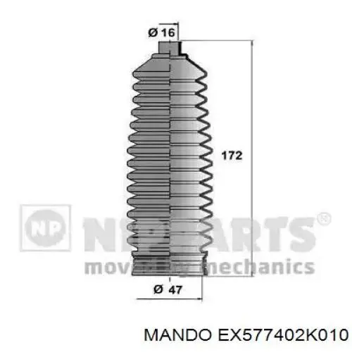 EX577402K010 Mando пыльник рулевой рейки
