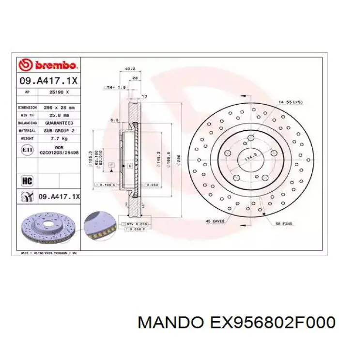 Sensor ABS trasero izquierdo EX956802F000 Mando