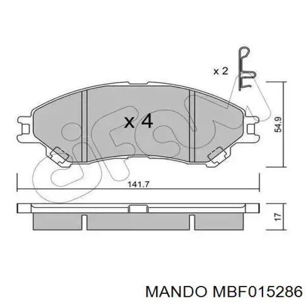 Pastillas de freno delanteras MBF015286 Mando