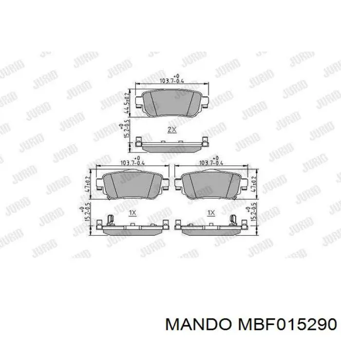 Задние тормозные колодки MBF015290 Mando