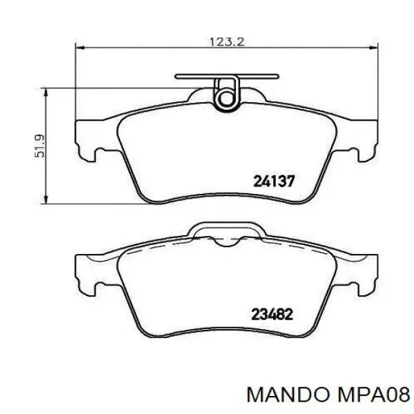 Задние тормозные колодки MPA08 Mando