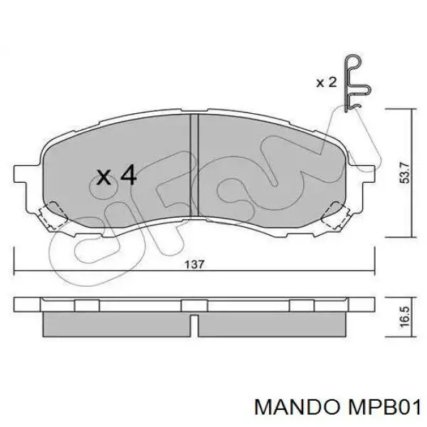 MPB01 Mando Колодки передние