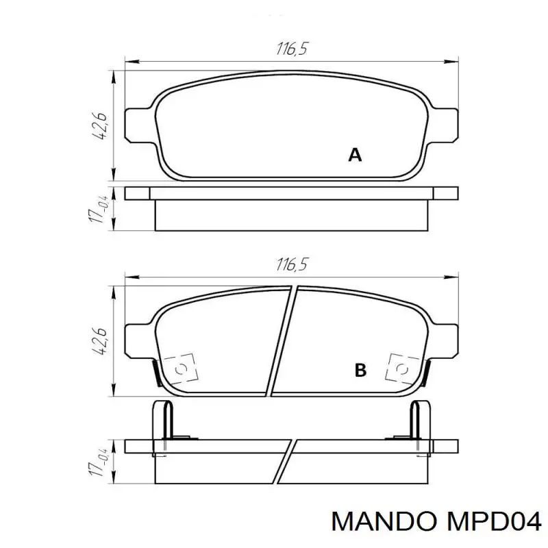Колодки Mando MPD04 цена, от 12.74 USD