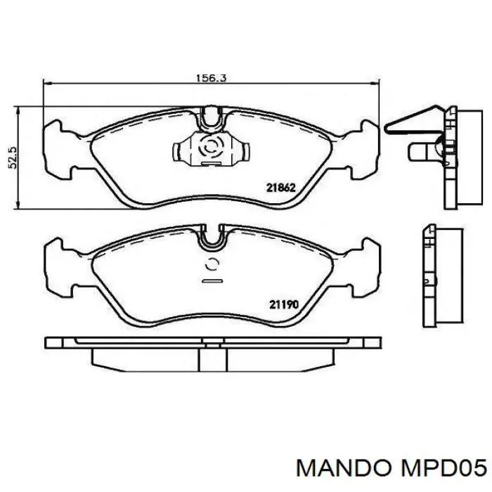 MPD05 Mando колодки тормозные передние дисковые