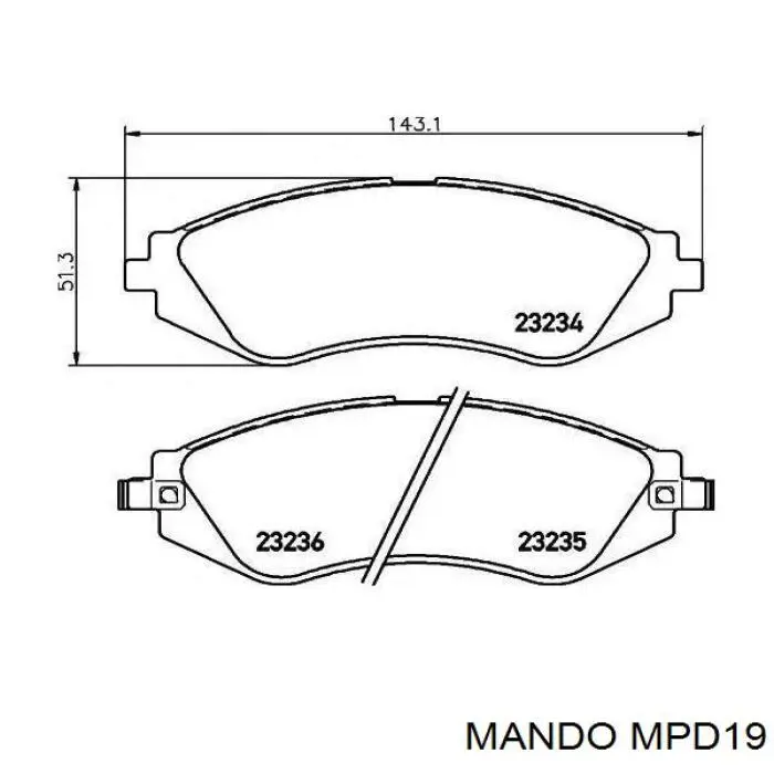 MPD19 Mando колодки тормозные передние дисковые