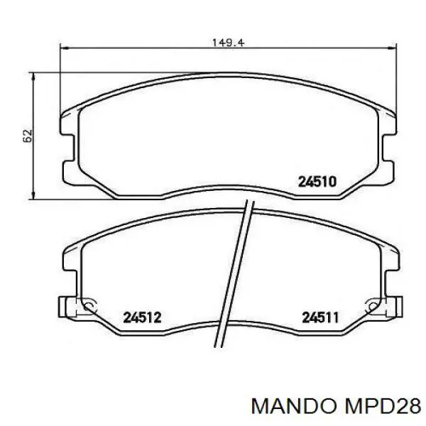 MPD28 Mando передние тормозные колодки