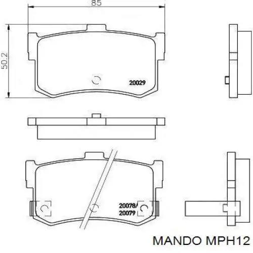 Купить MPH12 Mando Колодки тормозные задние, дисковые