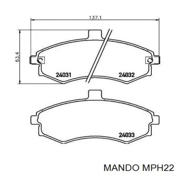 MPH22 Mando колодки тормозные передние дисковые