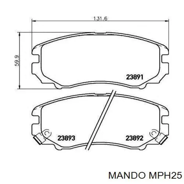 MPH25 Mando Колодки тормозные дисковые комплект