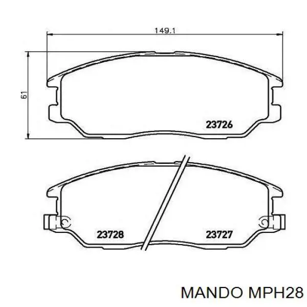 MPH28 Mando колодки тормозные передние дисковые