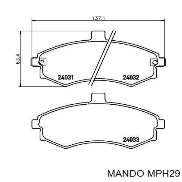 MPH29 Mando колодки тормозные передние дисковые