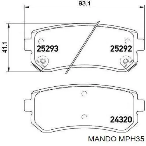 Задние тормозные колодки MPH35 Mando