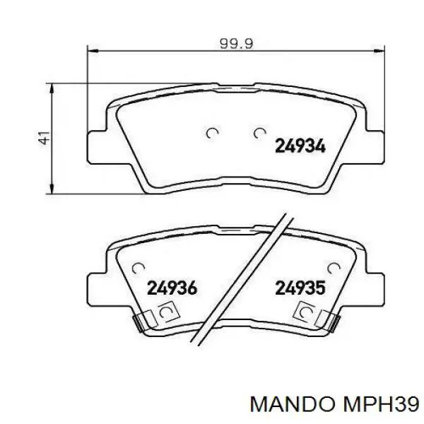 MPH39 Mando sapatas do freio traseiras de disco