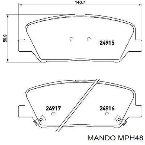 MPH48 Mando колодки тормозные передние дисковые