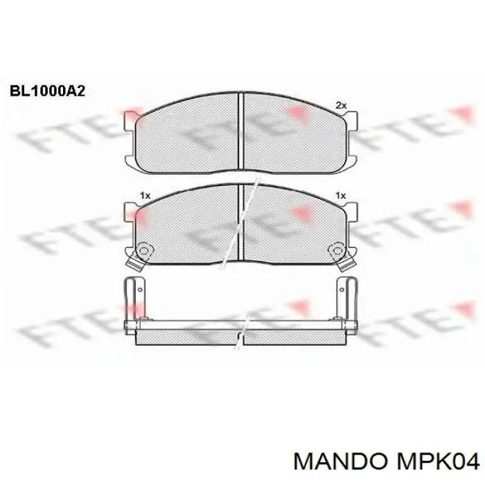 Купить MPK04 Mando Колодки тормозные