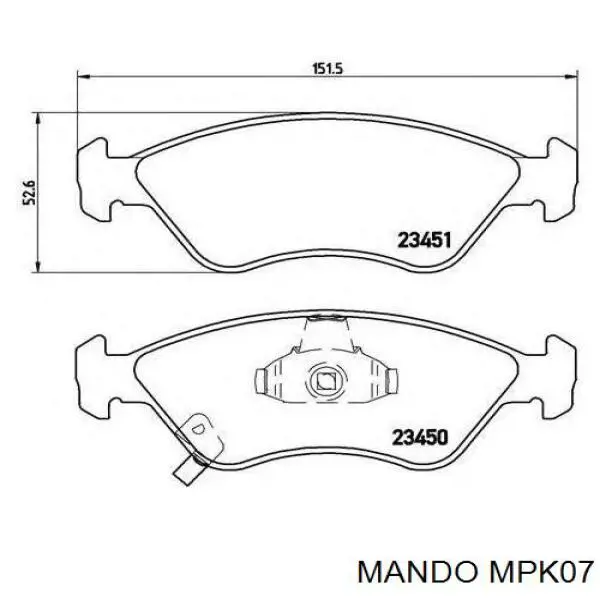 MPK07 Mando передние тормозные колодки