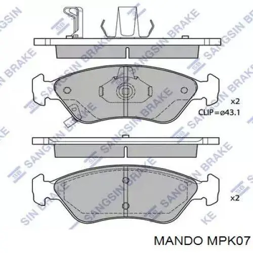 Купить MPK07 Mando Колодки тормозные