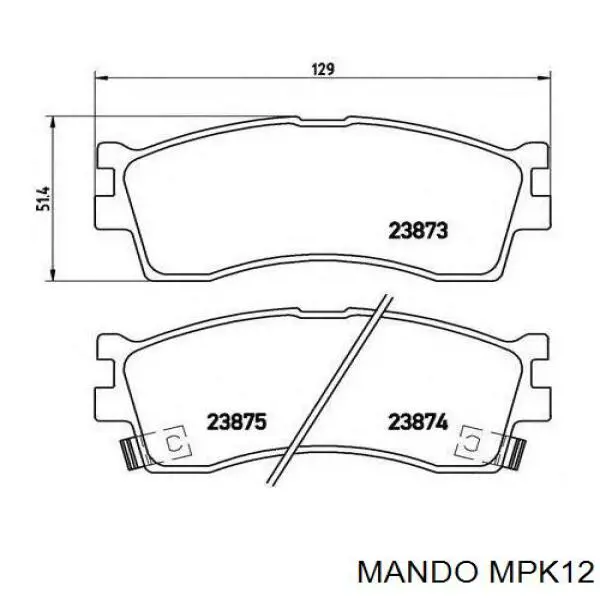MPK12 Mando колодки тормозные передние дисковые