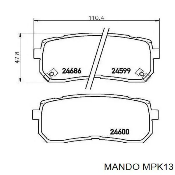 Купить MPK13 Mando Колодки тормозные