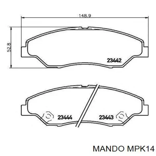 MPK14 Mando передние тормозные колодки