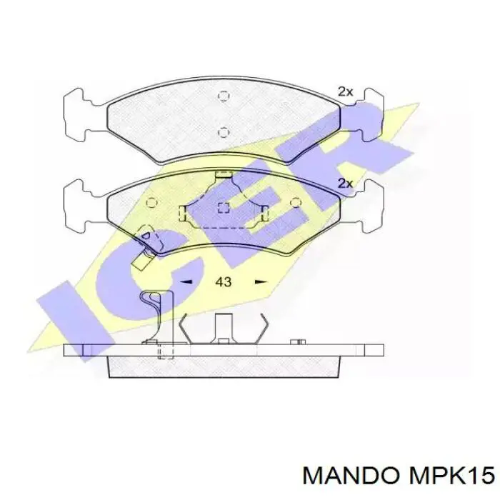 Купить MPK15 Mando Колодки тормозные задние, дисковые