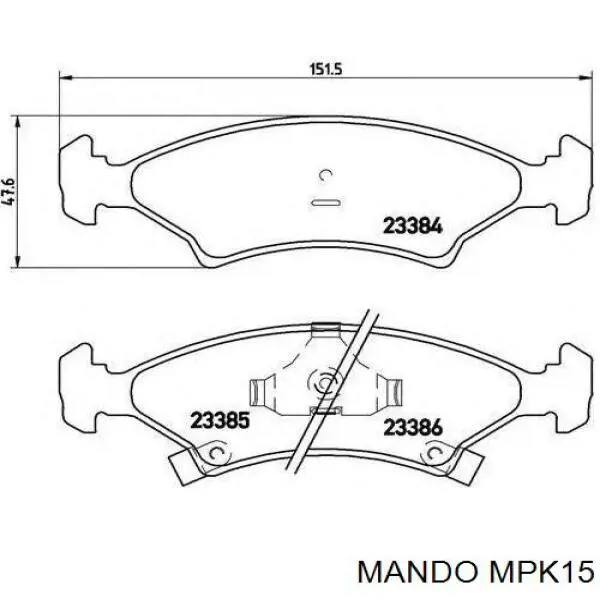 Задние дисковые колодки Mando MPK15