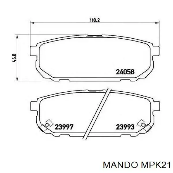 MPK21 Mando задние тормозные колодки