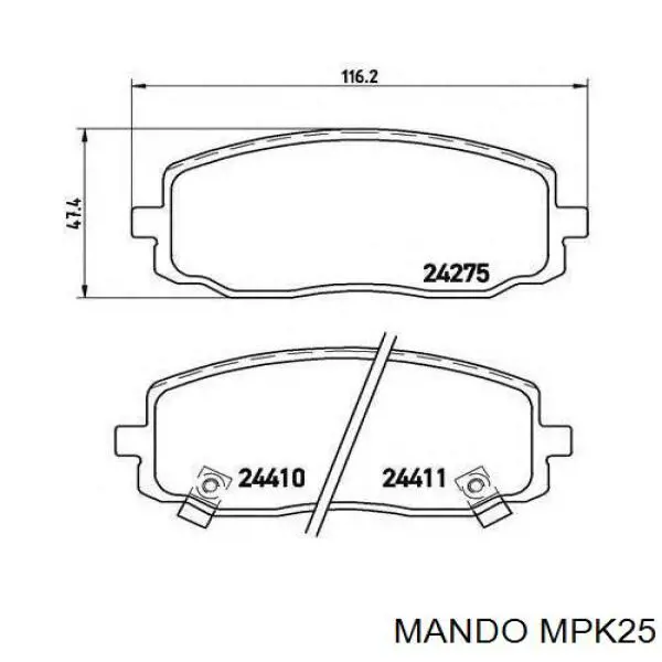 MPK25 Mando колодки тормозные передние дисковые