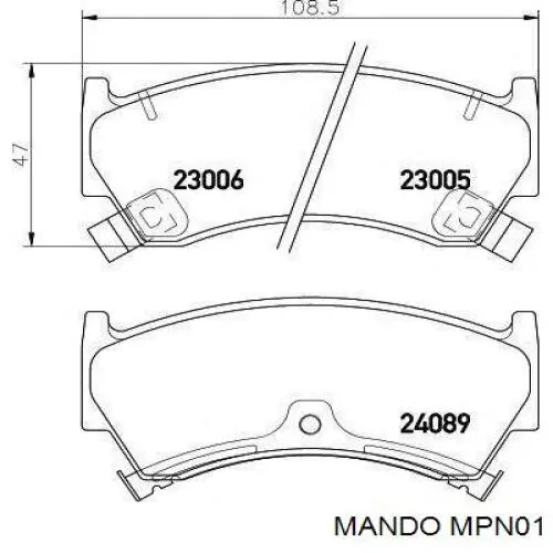 MPN01 Mando колодки тормозные передние дисковые