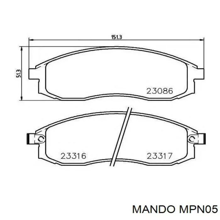 MPN05 Mando передние тормозные колодки