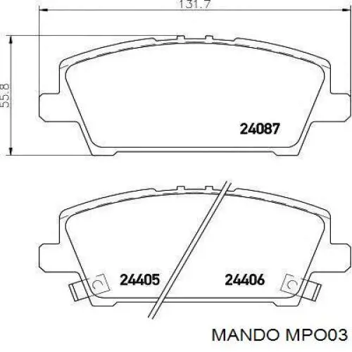 Купить MPO03 Mando Колодки тормозные