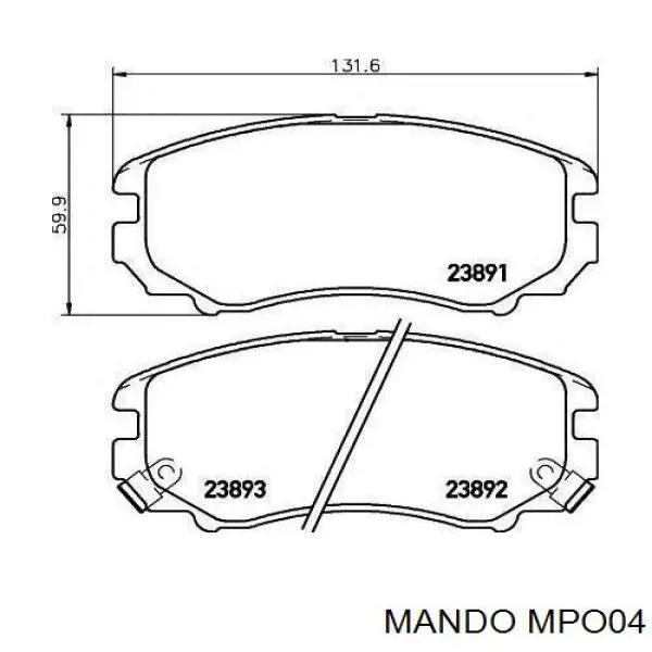 Купить MPO04 Mando Колодки тормозные задние, дисковые