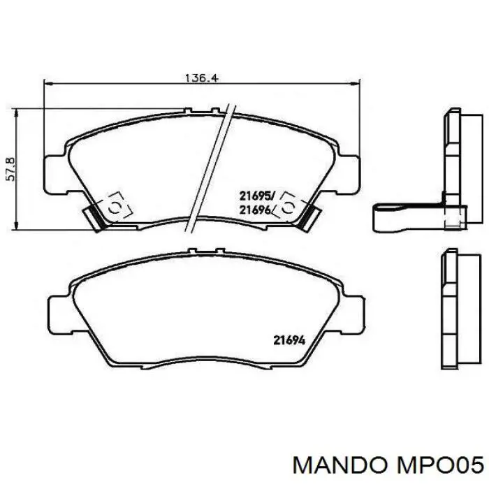 Передние тормозные колодки MPO05 Mando