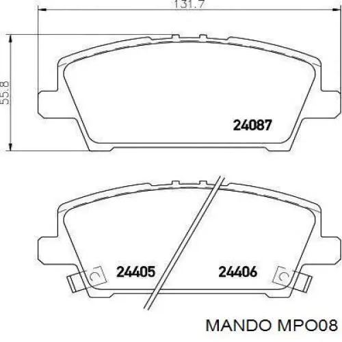 Передние тормозные колодки MPO08 Mando